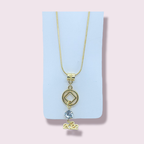 Narcotics Anonymous year necklace 20" years 2020 2021 2022 NA - Picture 3 of 5
